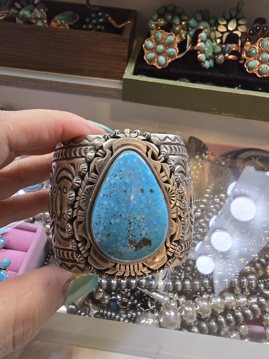 Native Jewelry - Native Marcella James Sterling Silver Turquoise Cuff